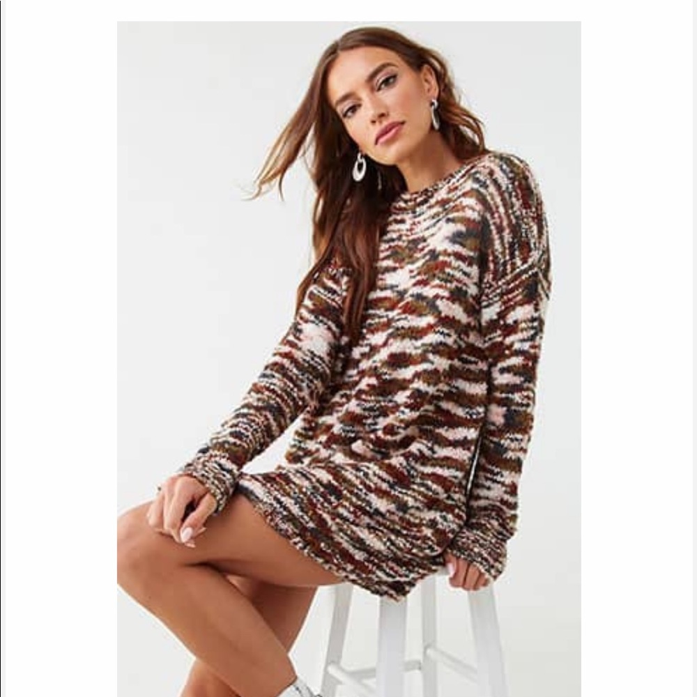 Forever 21 abstract striped sweater dress new